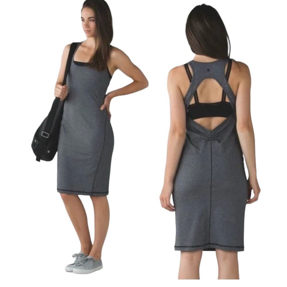 Lululemon Go For It Dress in Micro Stripe Black White